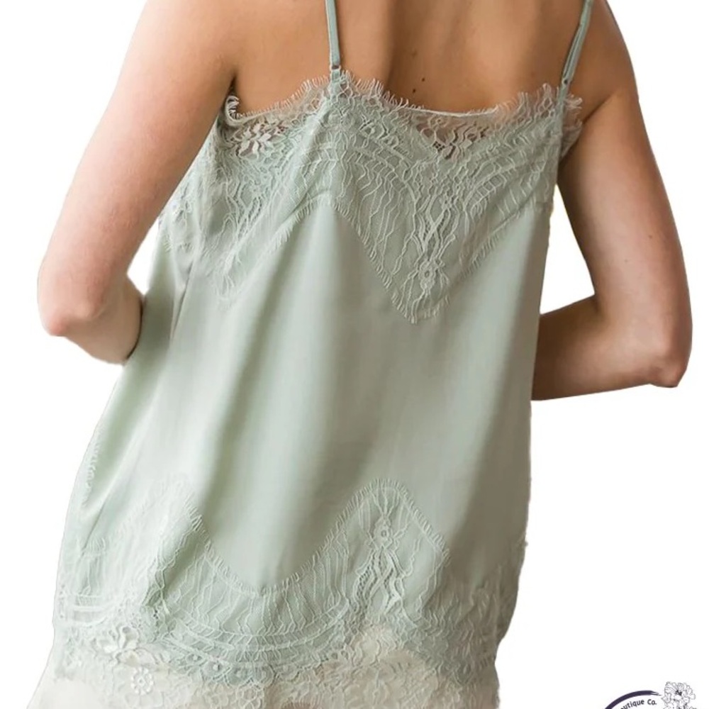 Lace Trim Camisole - Soft Green